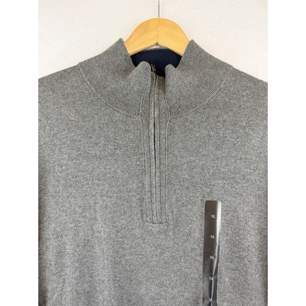 BANANA REPUBLIC Luxe Sweater Collection Mens XL Gray Long Sleeve Quarter Zip NWT